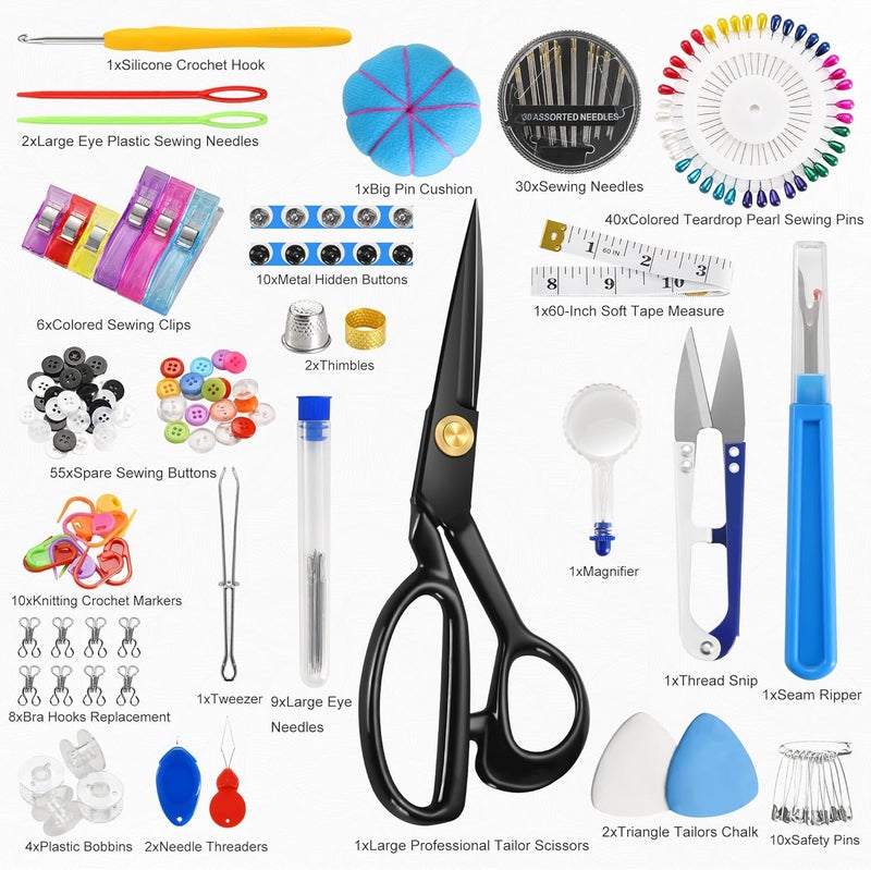 SUTQIGUI Sewing Kit for Adults with Heavy Duty Fabric Scissors, 241 Pcs Newly Upgraded Hand Travel Sewing Kit Professional Needle and Thread Kit, Portable Sewing Supplies for Travel Home Beginners - Image 2